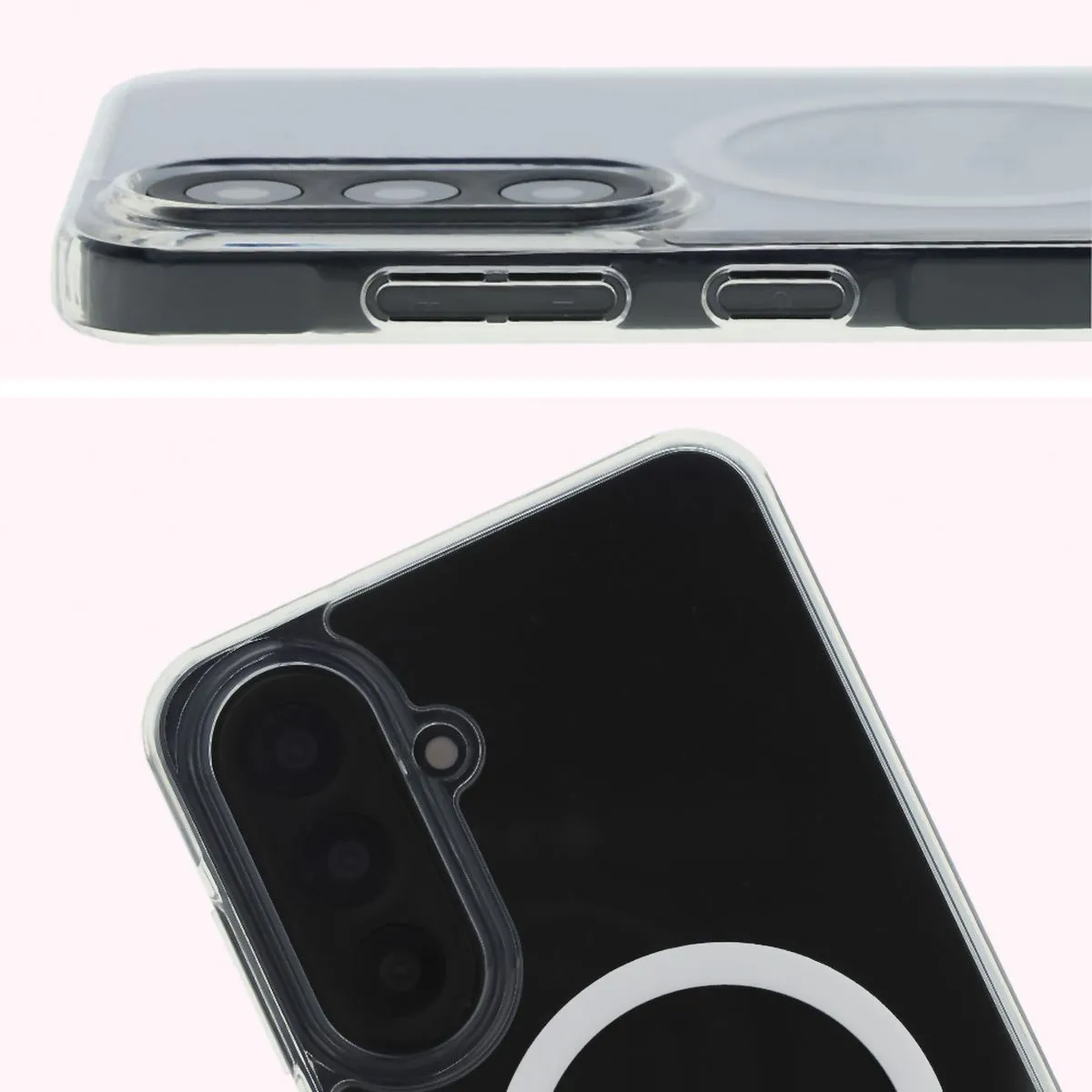 Pełne wycięcie i podwyższone krawędzie aparatu w etui Bizon Case CrystalO